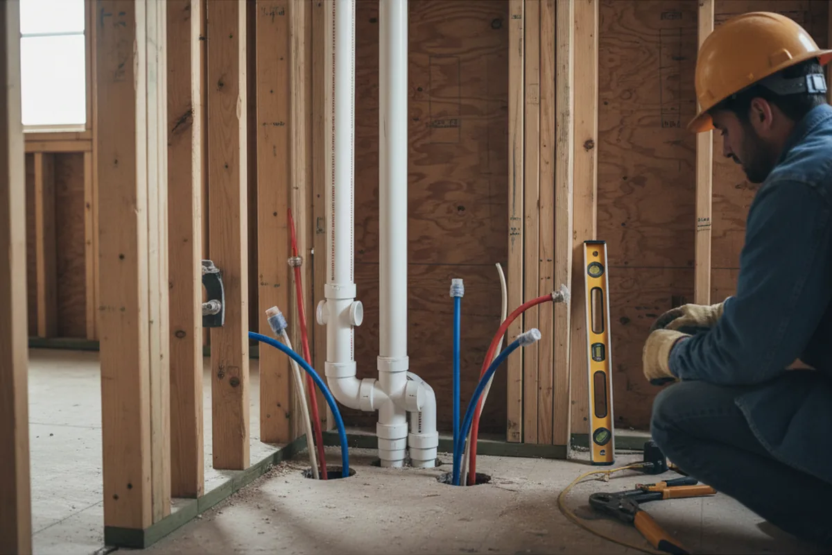 Drain and supply rough-in during Garbage Disposal Repair in North Arlington