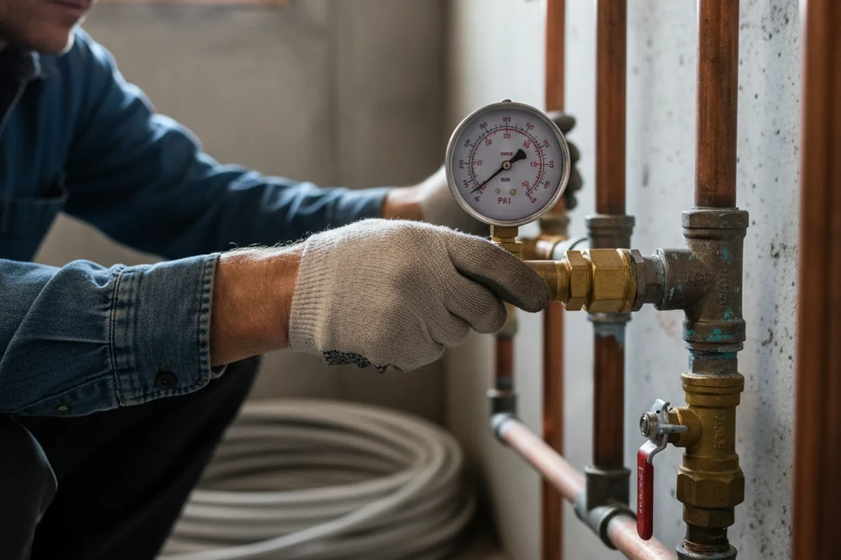Pressure testing a repaired line during Water Line Repair in North Arlington